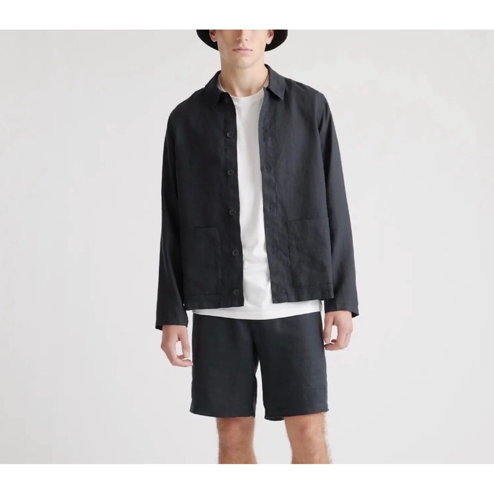 NWT Quince 100% European Linen Chore Jacket Black L over shirt lightweight